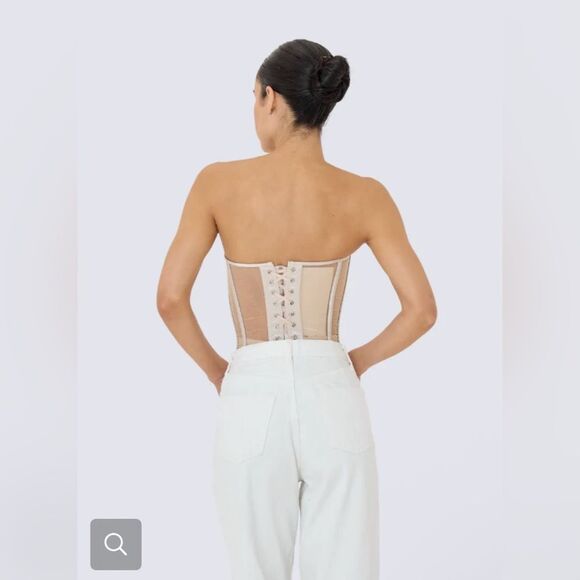 PERFECT CORSET NY  Satin Corset Beige Size Medium Lace Up Back Girdle NWT - Picture 2 of 13